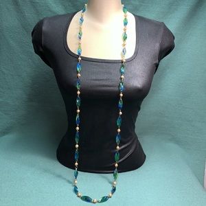 Vintage long plastic beaded necklace